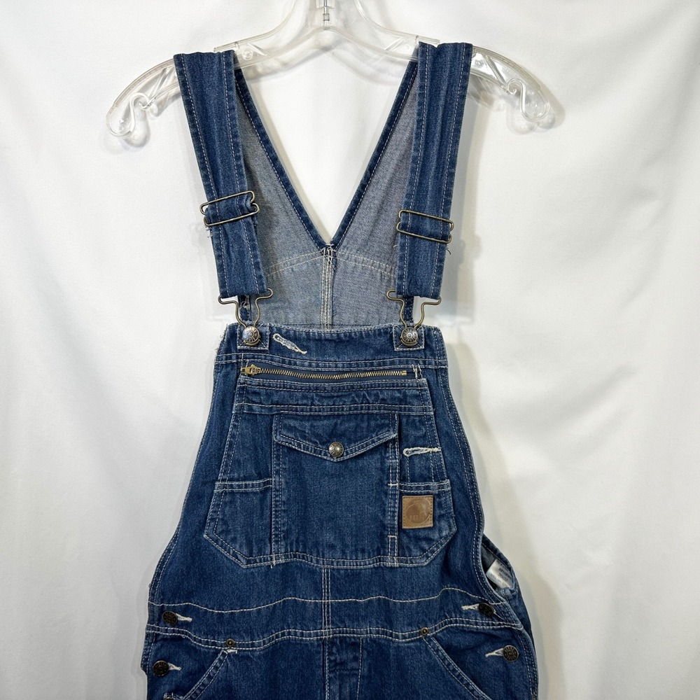 Berne Mens 36x32 Denim Bib Overalls Dark Wash Workwear Blue Cotton Carpenter B - Picture 4 of 12